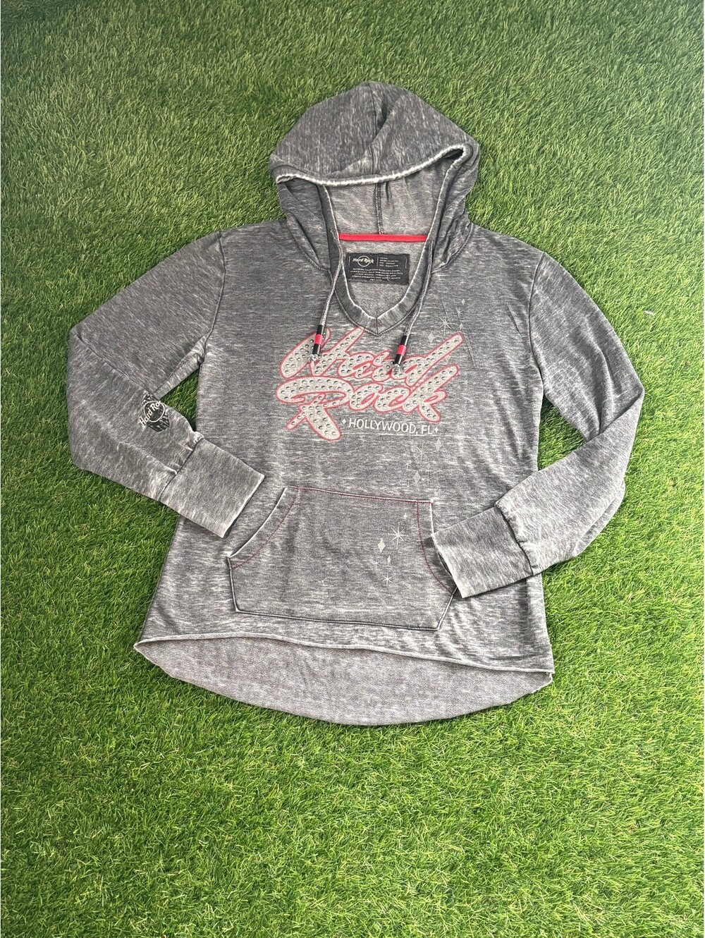 Vtg Hard Rock Gray Cotton Polyester Hoodie, Women’s Large